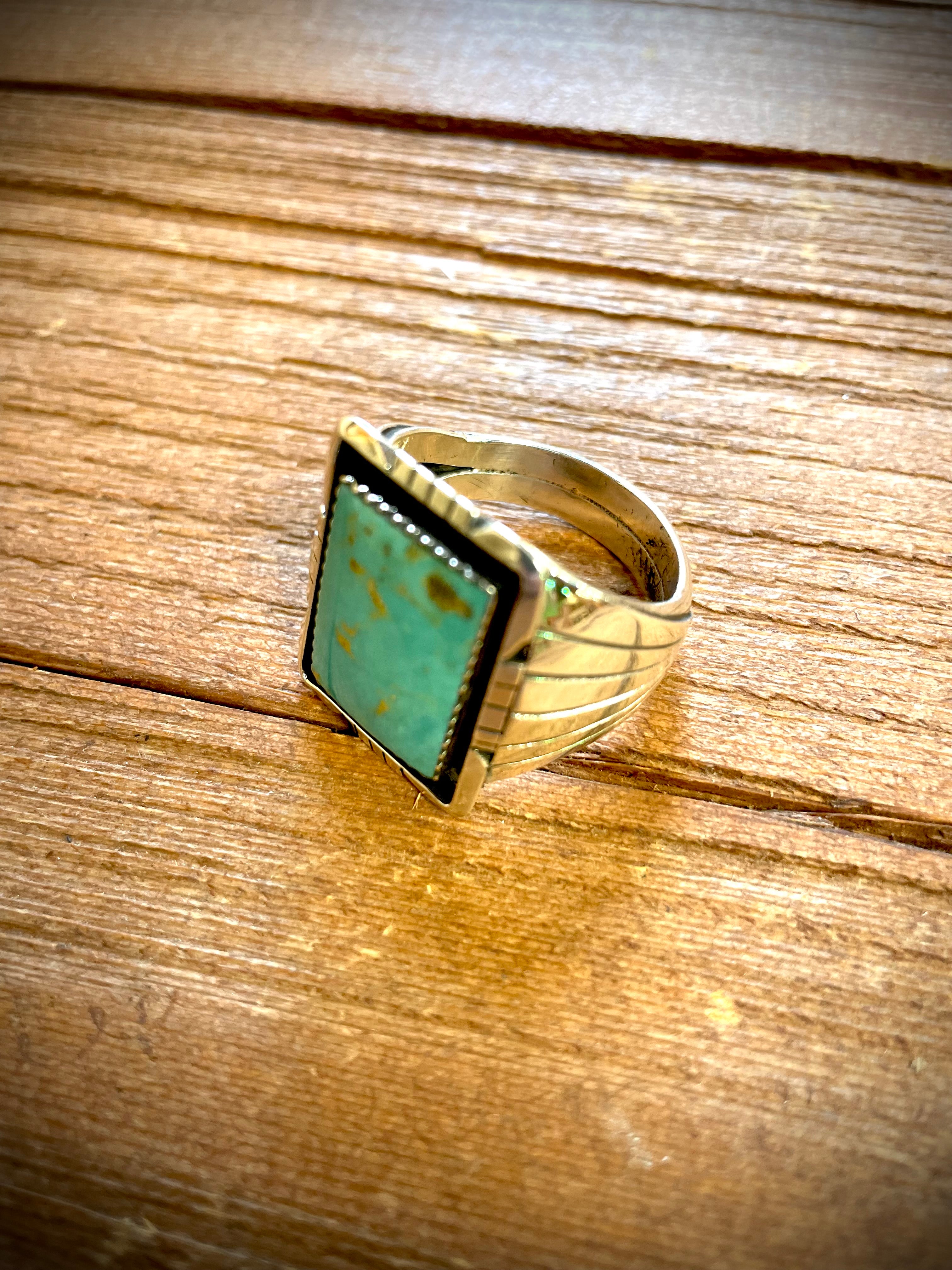 Men's Rectangle Turquoise Ring