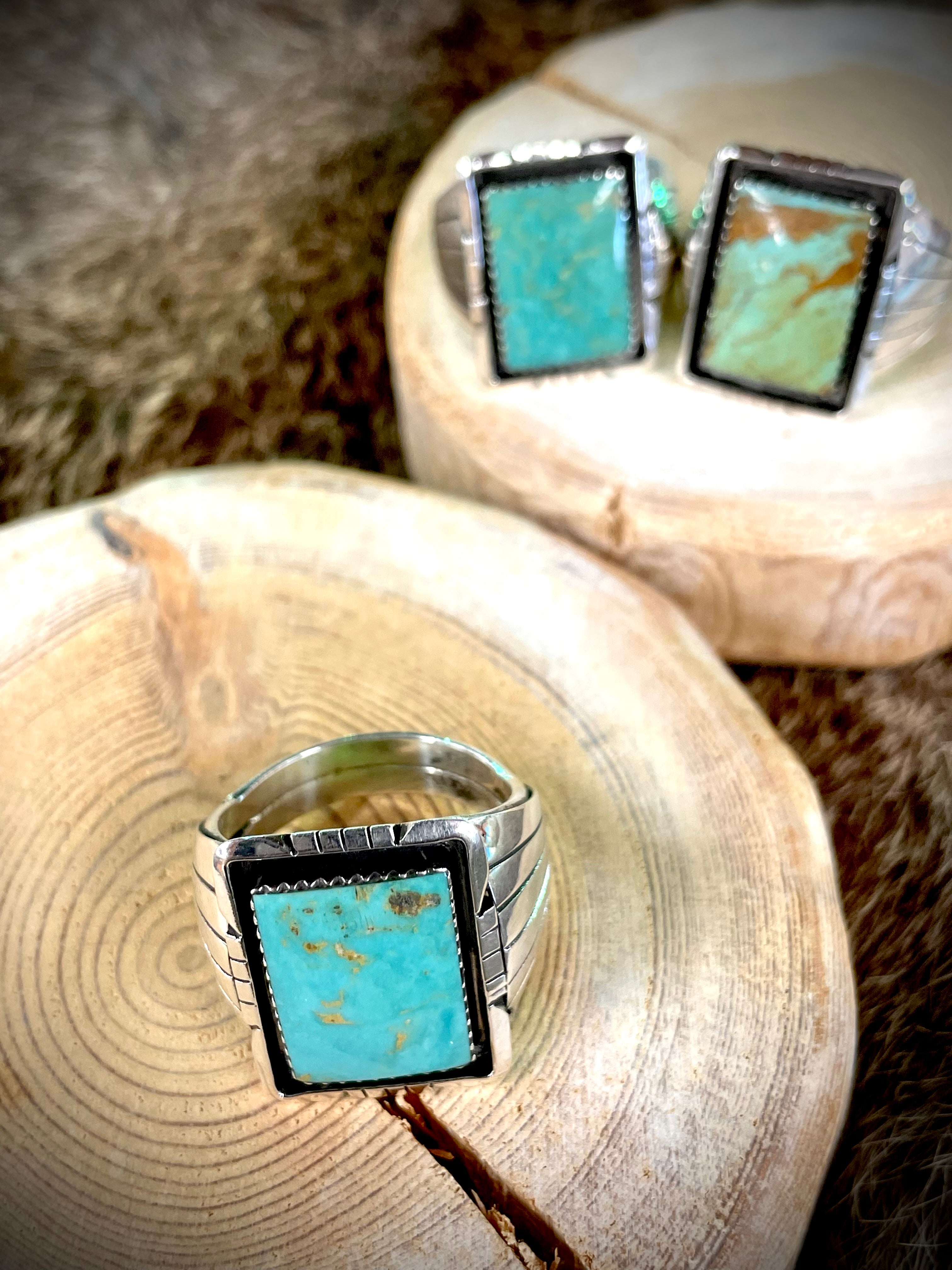 Men's Rectangle Turquoise Ring