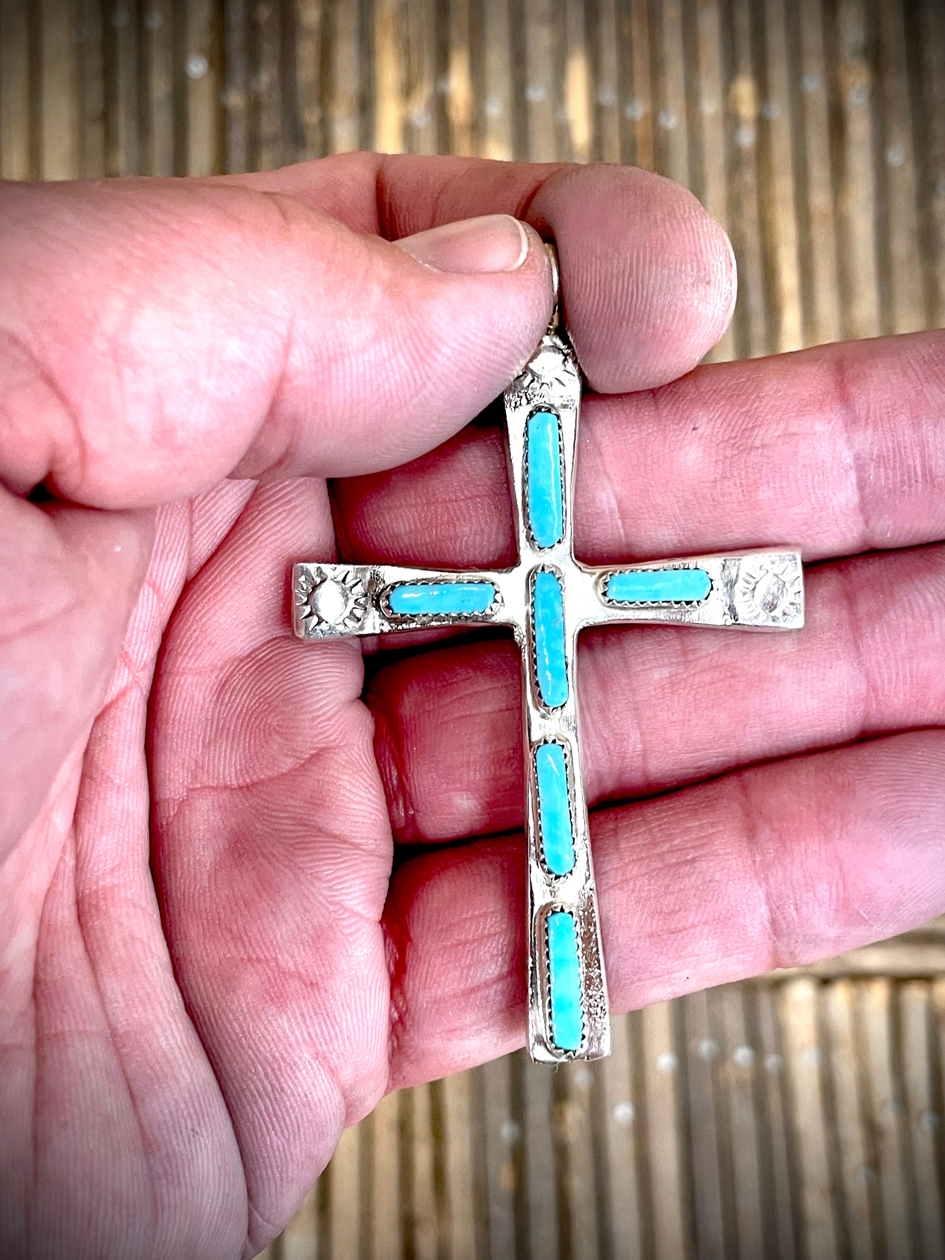 6 Stone Turquoise Cross Pendant