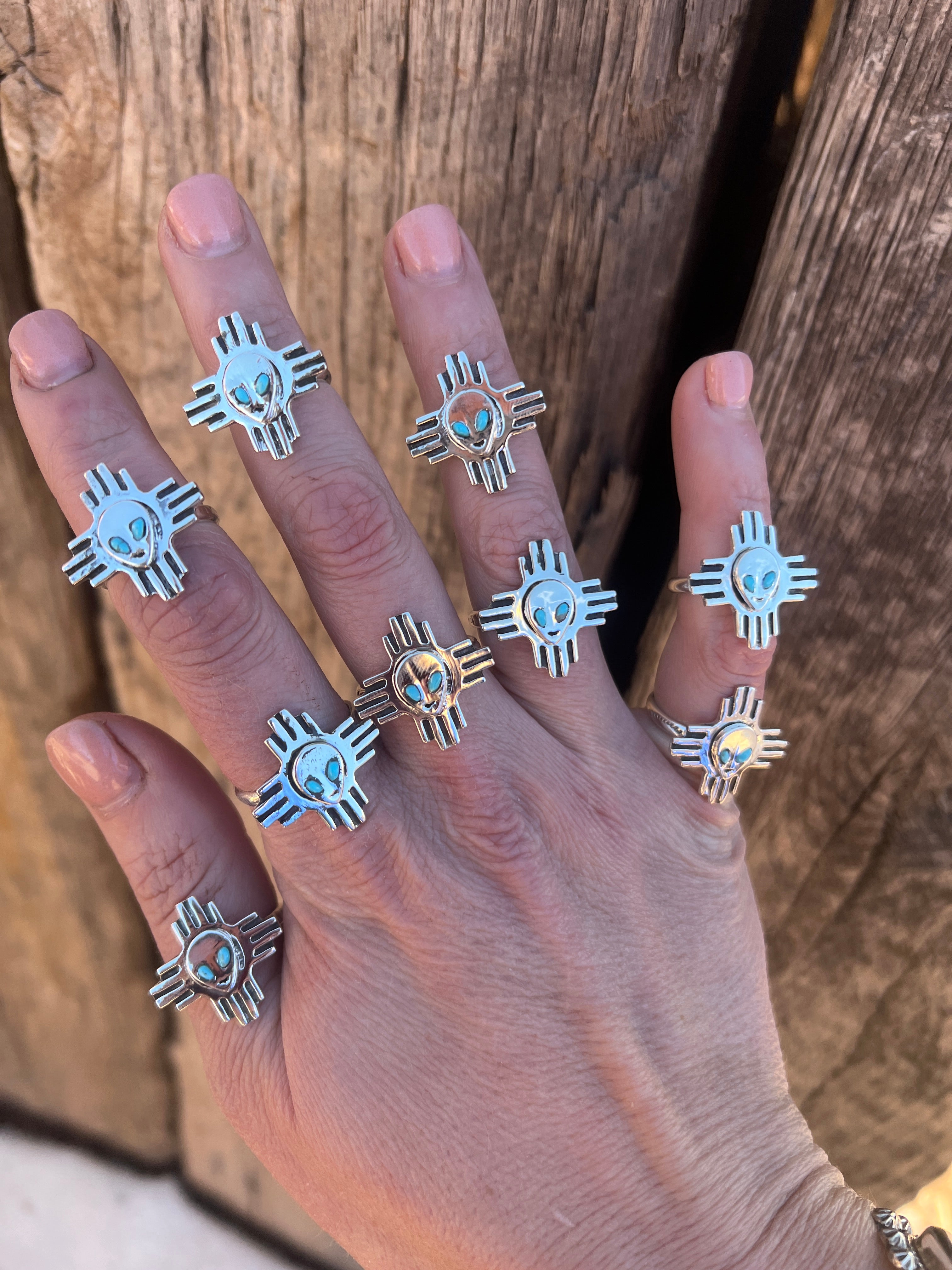 Alien, Zia Rings With Inlaid Eyes