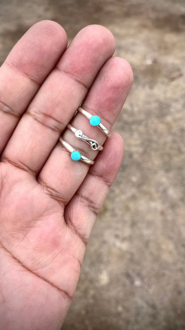 Chaco Canyon 3 Stacker Swirl Me Around Turquoise Rings