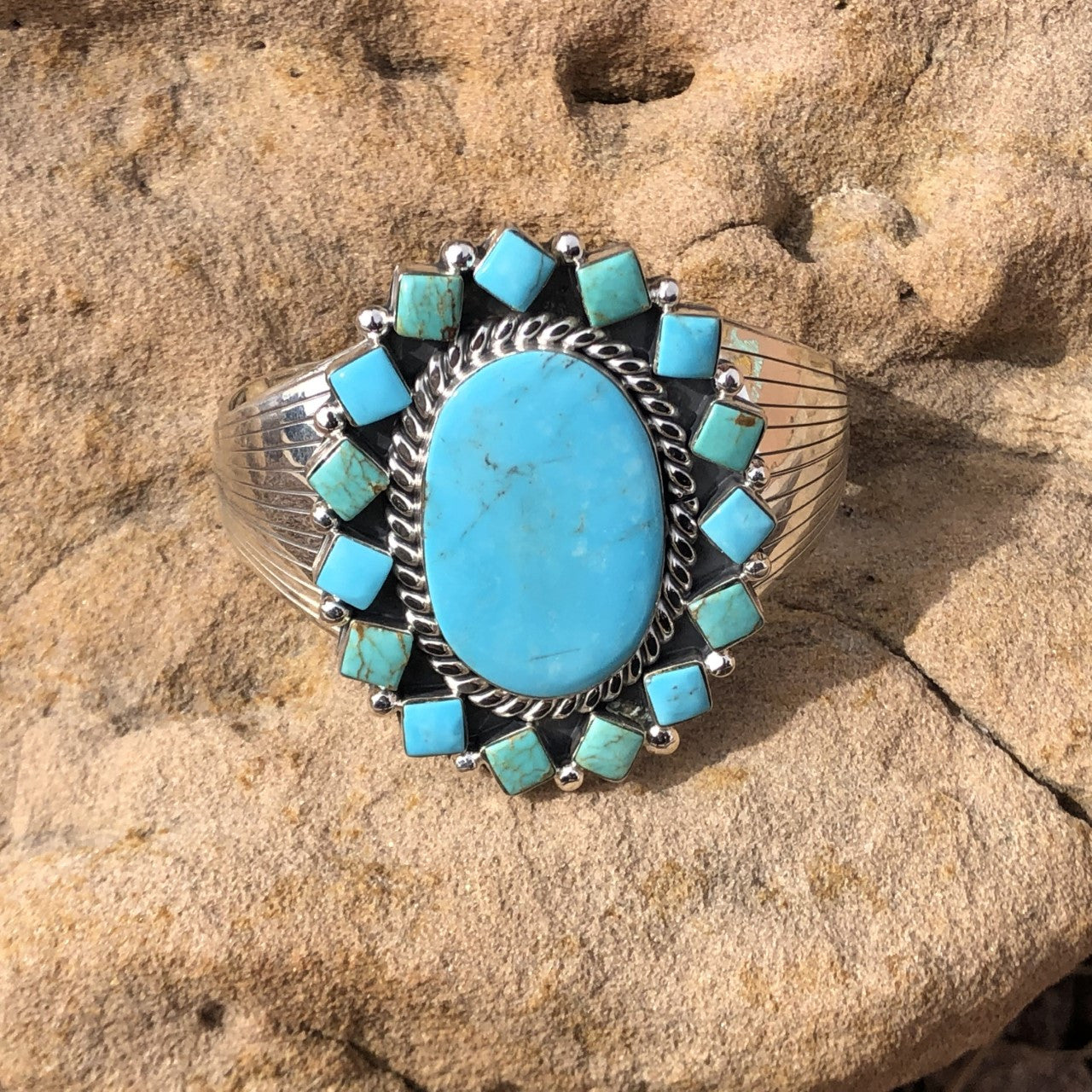 Chaco Canyon Turquoise Starburst Cuff Chaco Canyon Trading