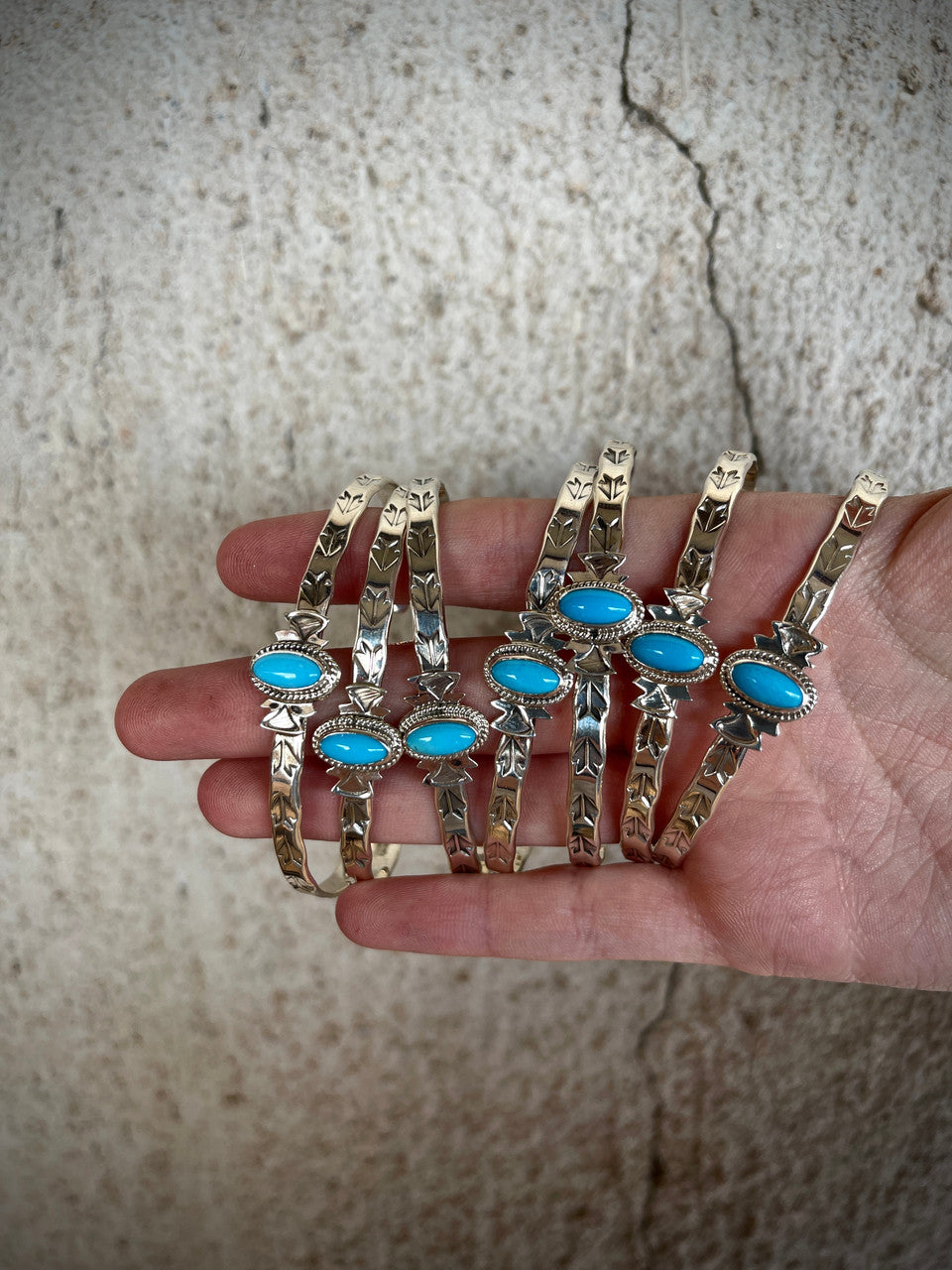 Sleeping Beauty Turquoise Stamped Stacker Cuffs
