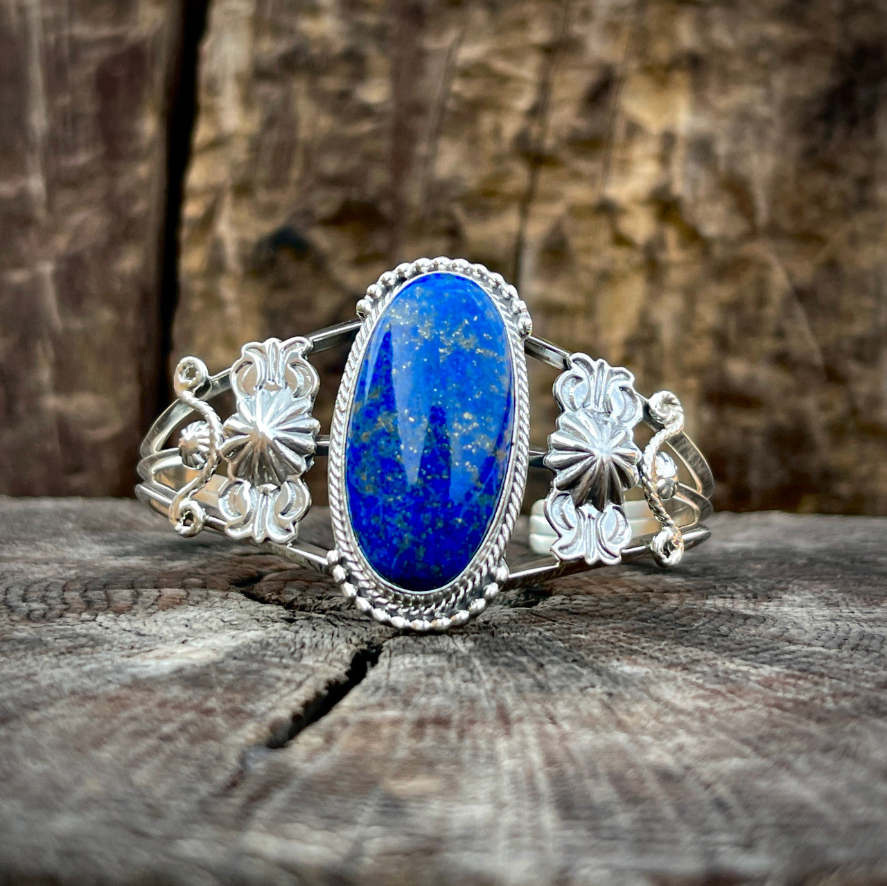 Lapis Stamped Cuff