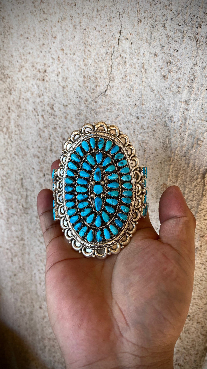 Chaco Canyon Sleeping Beauty Cluster Navajo Cuff Artist Justina WIlson