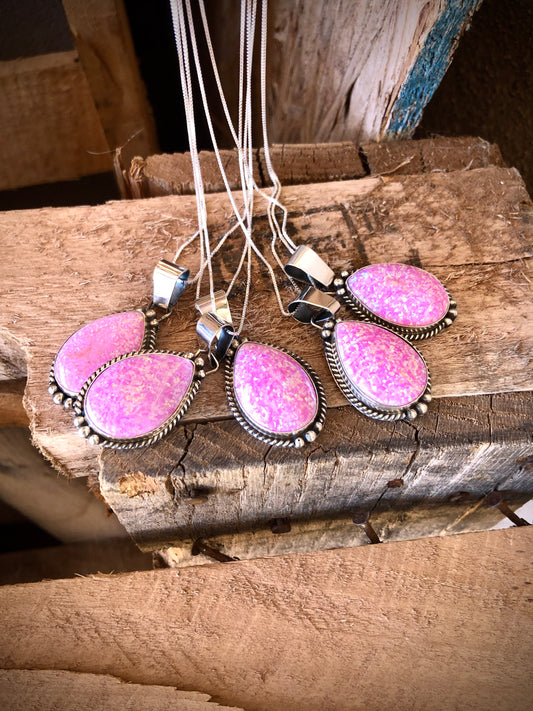 Navajo Pink Opal Pendant Artist Jan Mariano
