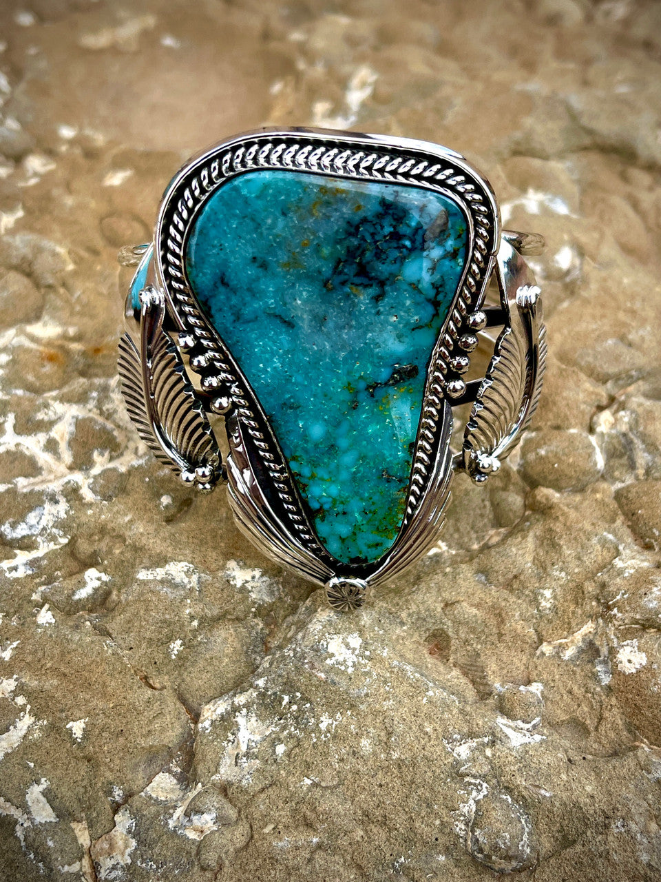 This Stone! One of a Kind Clarence Long Cuff featuring Nevada High Grade Turquoise