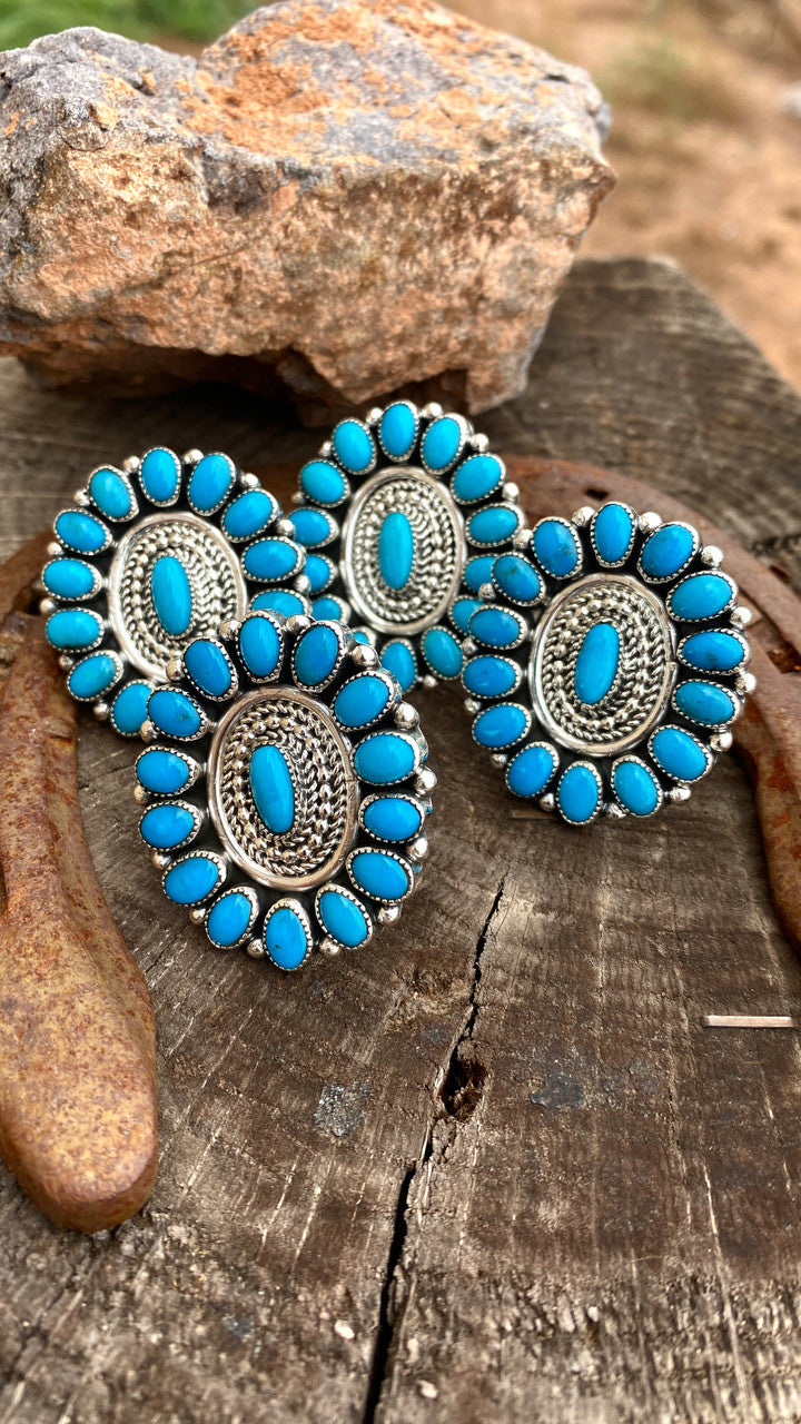 Chaco Canyon Sleeping Beauty Turquoise Cluster Ring Chaco Canyon