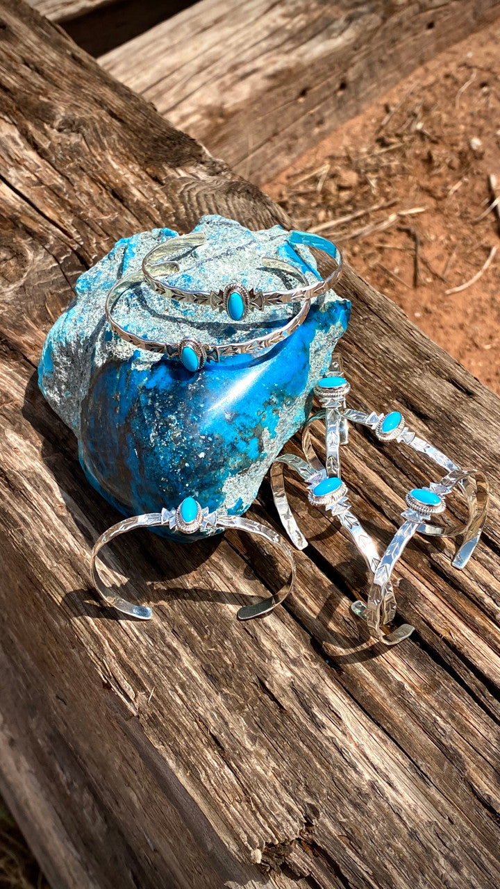 Sleeping Beauty Turquoise Stamped Stacker Cuffs