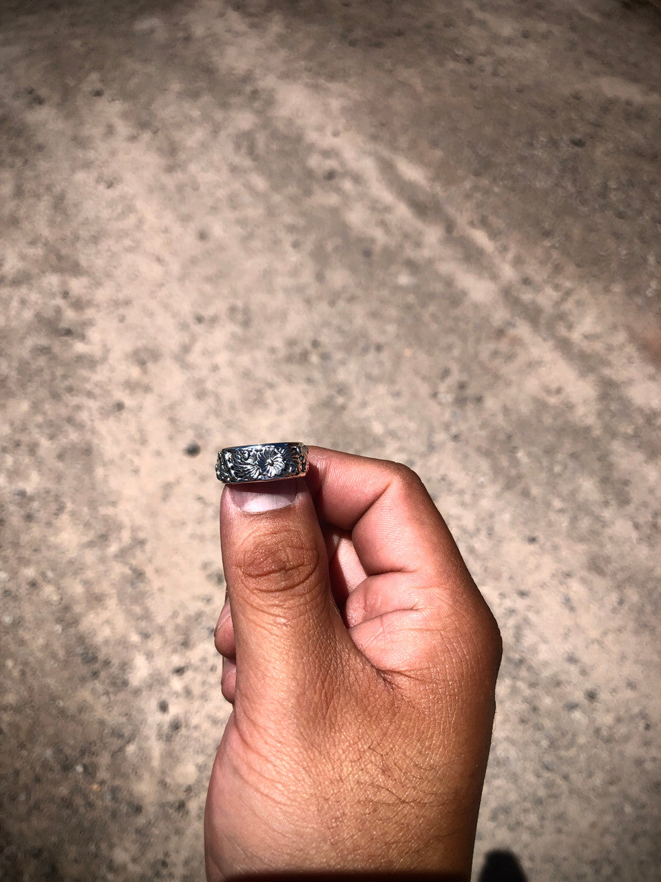 All Silver Flower Leaf Ring Navajo Made