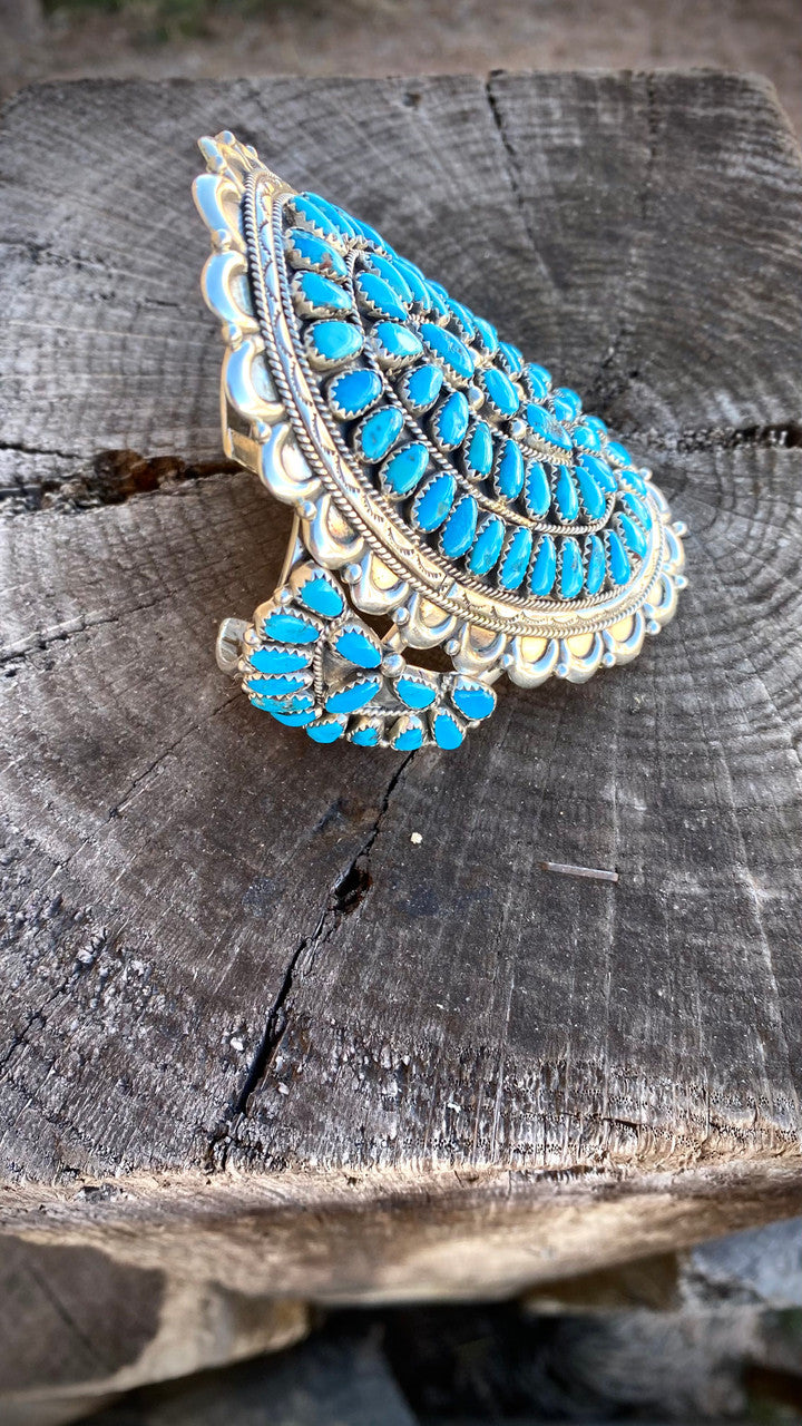 Chaco Canyon Sleeping Beauty Cluster Navajo Cuff Artist Justina WIlson