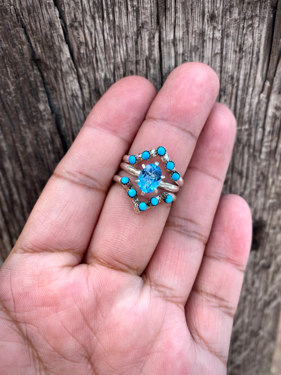 5 Stone Turquoise Crown Ring