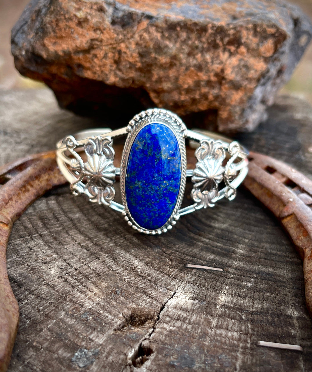 Lapis Stamped Cuff
