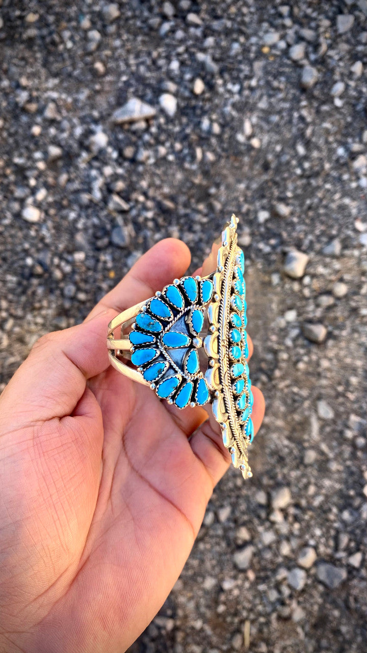 Chaco Canyon Sleeping Beauty Cluster Navajo Cuff Artist Justina WIlson