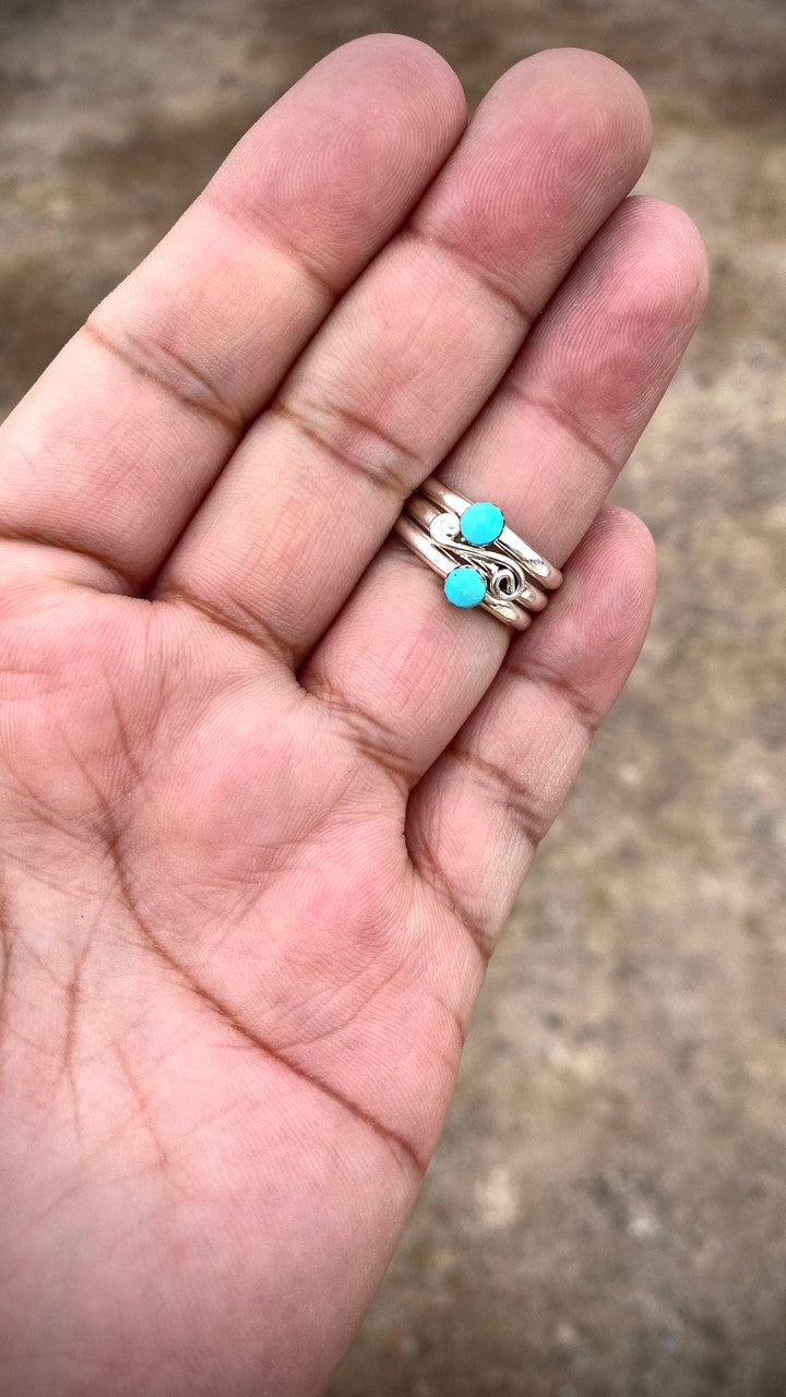 Chaco Canyon 3 Stacker Swirl Me Around Turquoise Rings