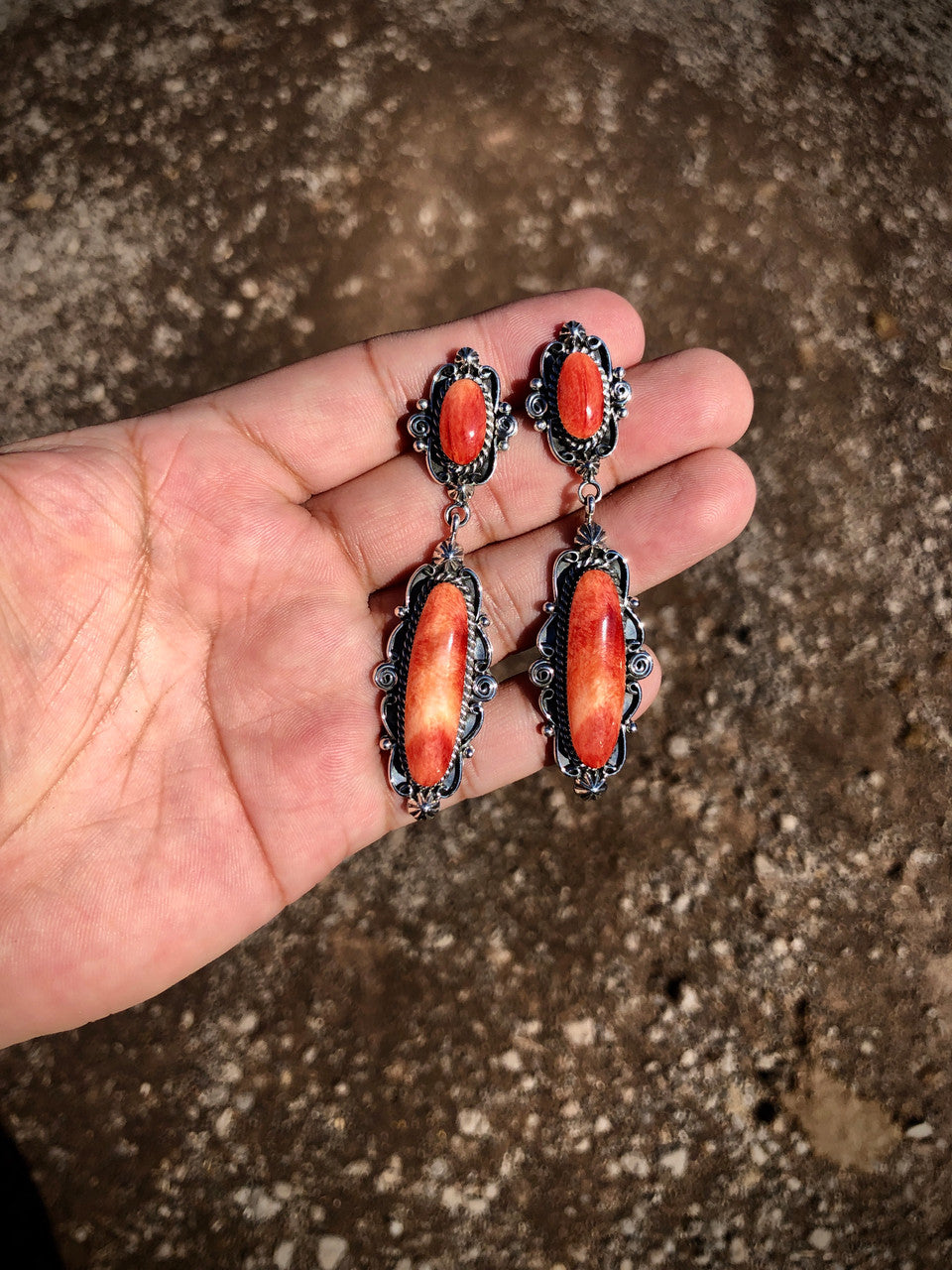 Navajo Oval Drop Earring Artist Marie Jones