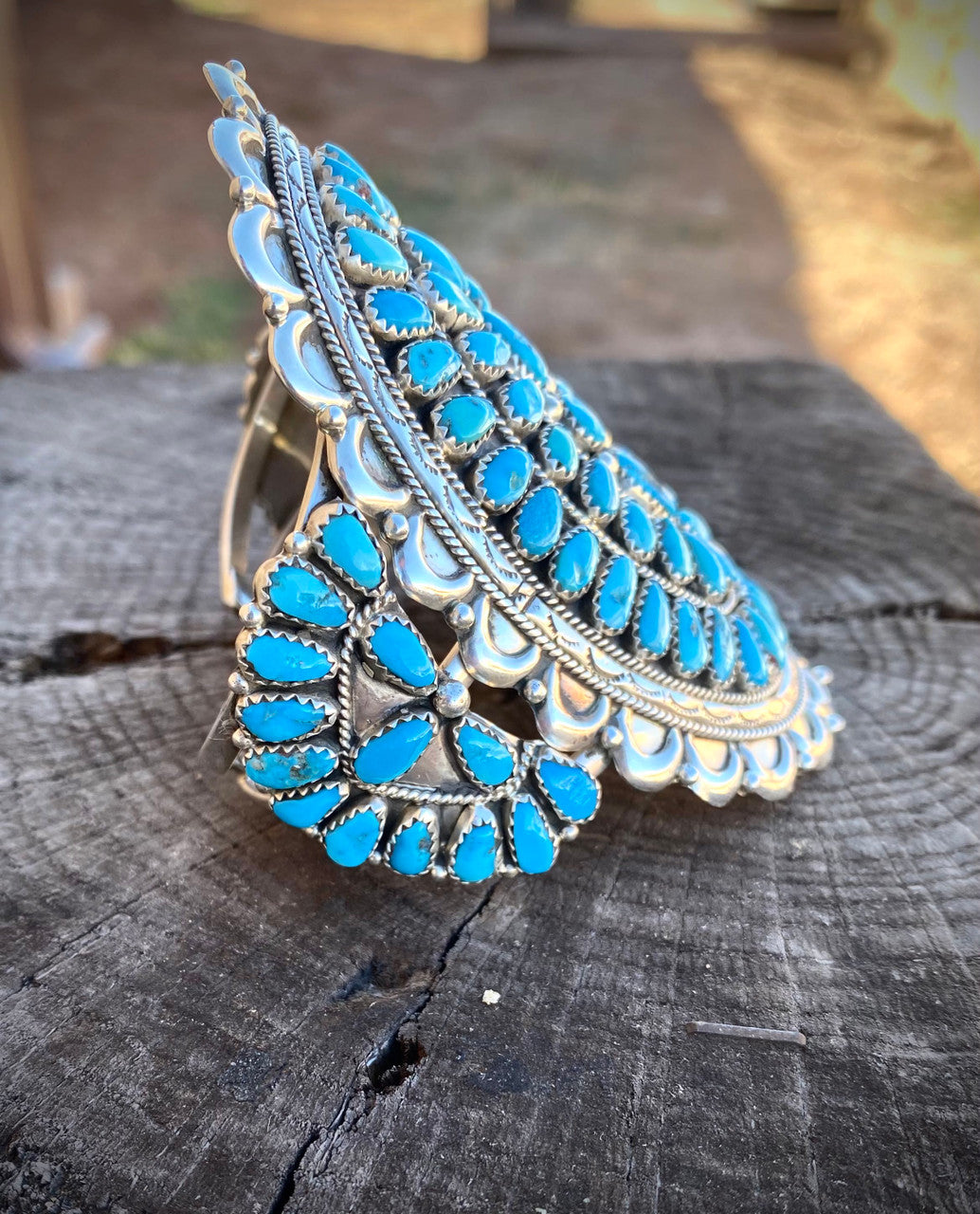 Chaco Canyon Sleeping Beauty Cluster Navajo Cuff Artist Justina WIlson