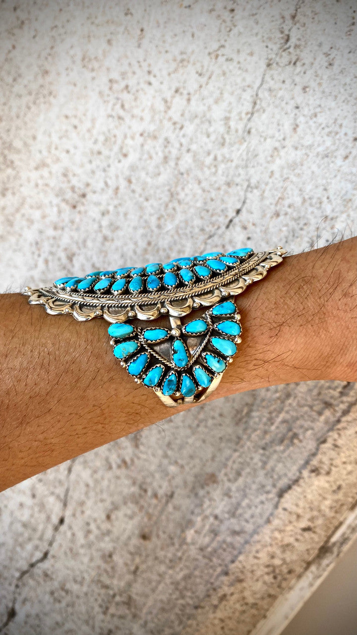 Chaco Canyon Sleeping Beauty Cluster Navajo Cuff Artist Justina WIlson