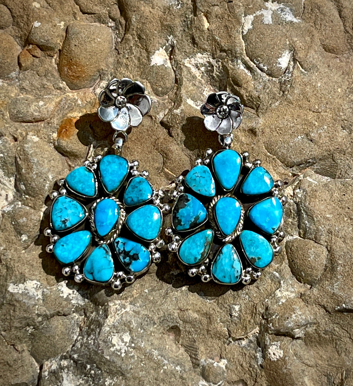 Calvin Begay's Cluster Flower Earrings