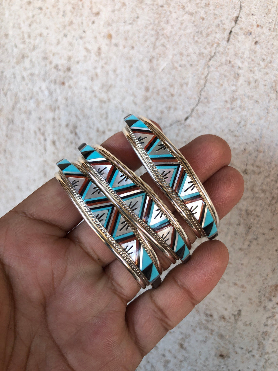 Chaco Canyon Zuni Multi Inlay Stone Cuff Artists Rydell & Lynette Yuselew