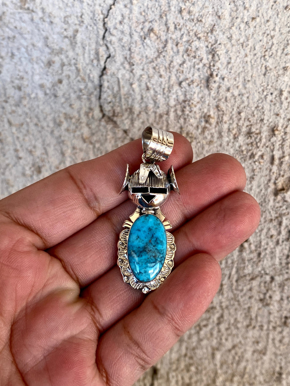 Chaco Canyon Kachina Kingman Turquoise Pendant