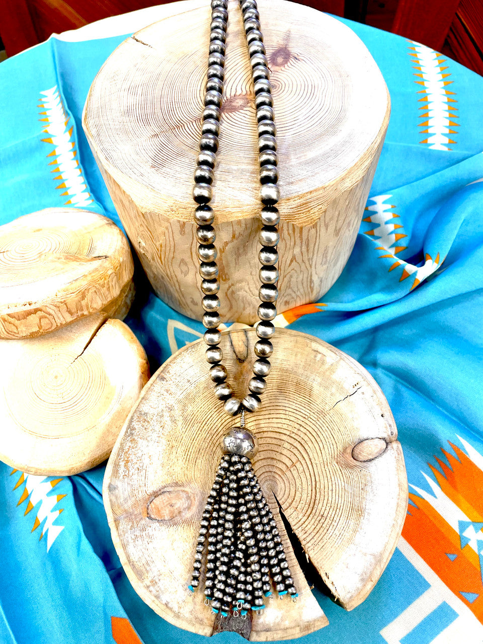 24" Navajo Pearl w/ Beaded Tassel