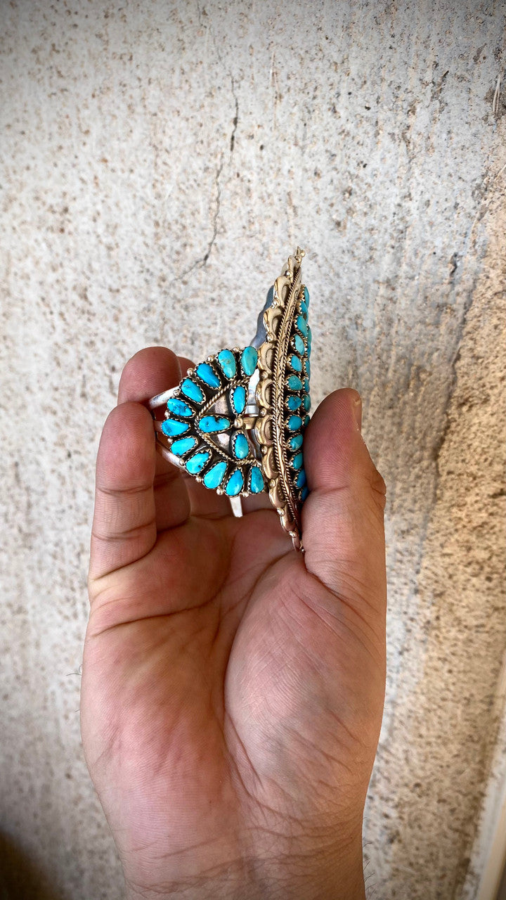 Chaco Canyon Sleeping Beauty Cluster Navajo Cuff Artist Justina WIlson