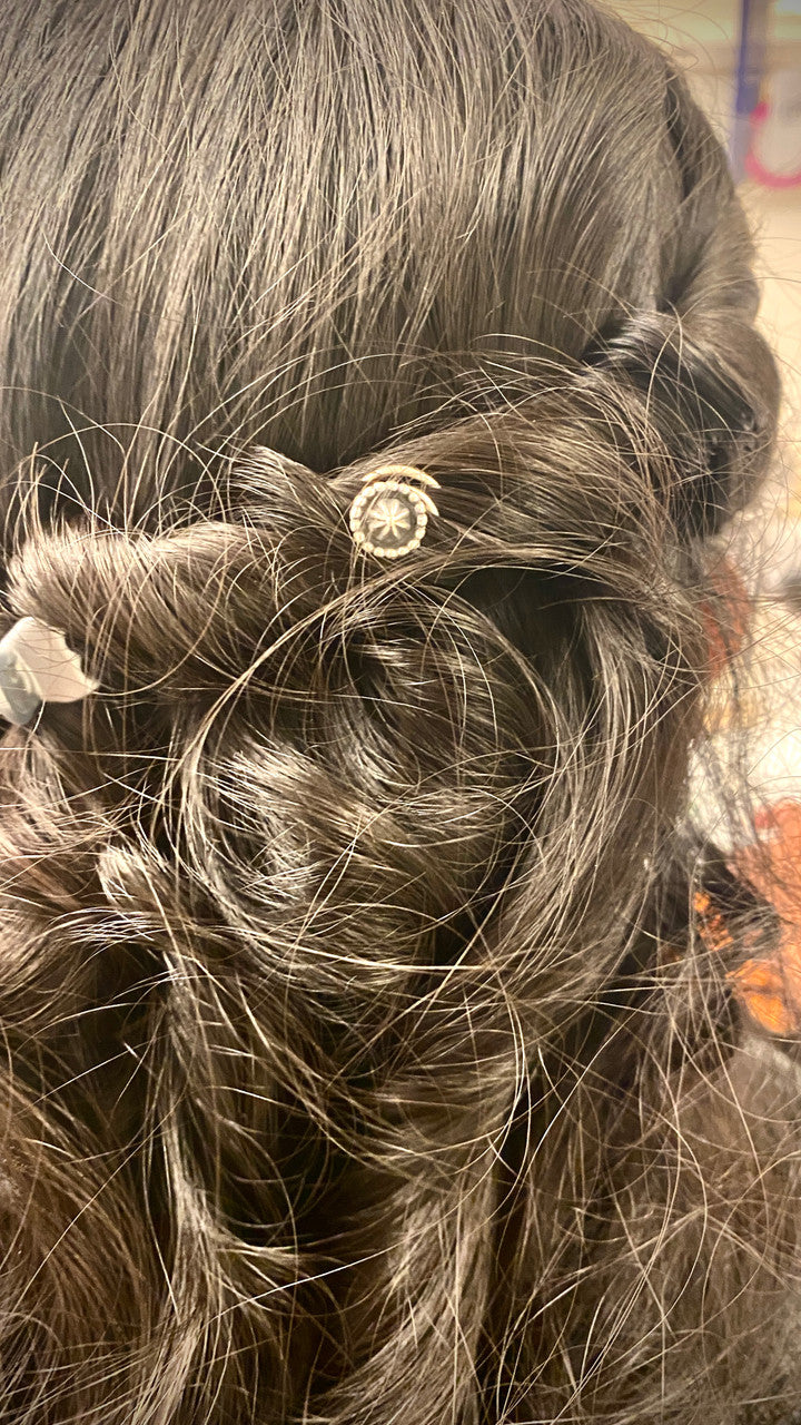 All Silver Concho Star Hair Buttons (Set of 2)
