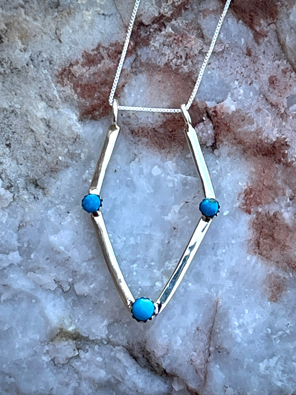 Simple Silver and Turquoise Ring Holder Necklace
