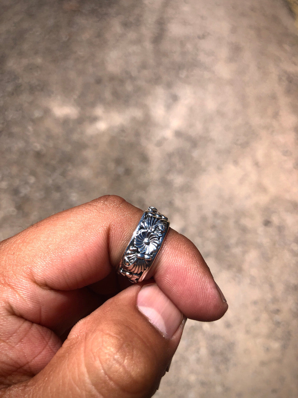 All Silver Flower Leaf Ring Navajo Made