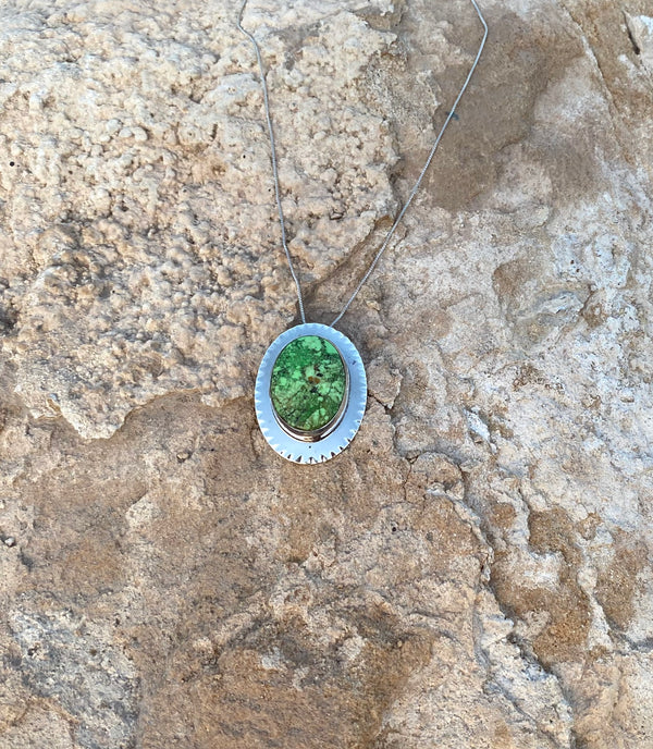 Oval Green Turquoise Necklace/Pin From The Rodgers Collection