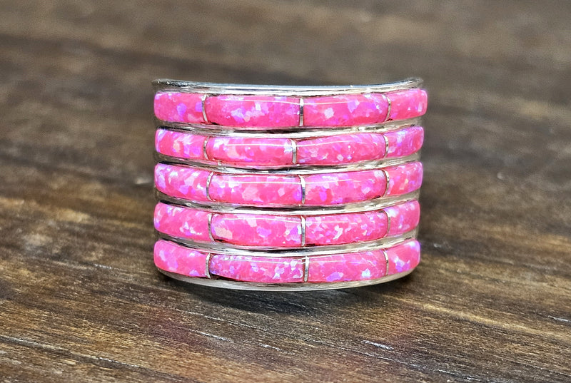 Cultured Pink Opal 5 Stacker Ring