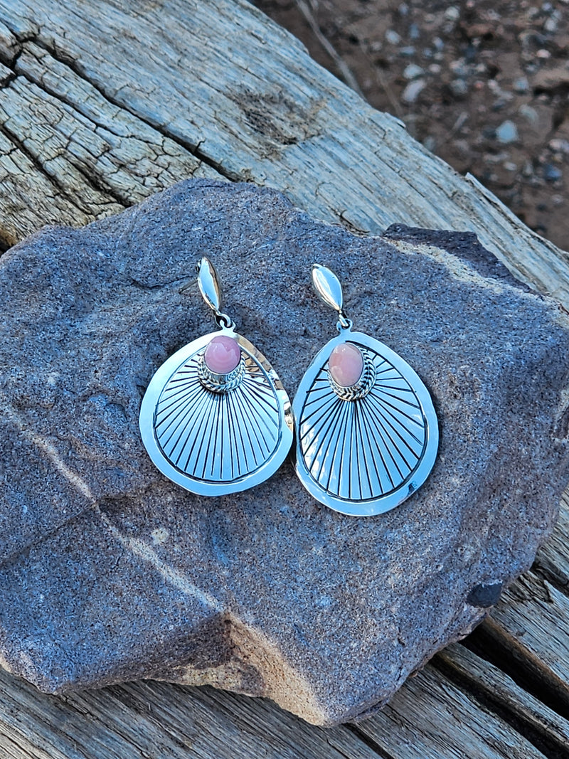 Sterling Silver Stamped Shell Style Earrings