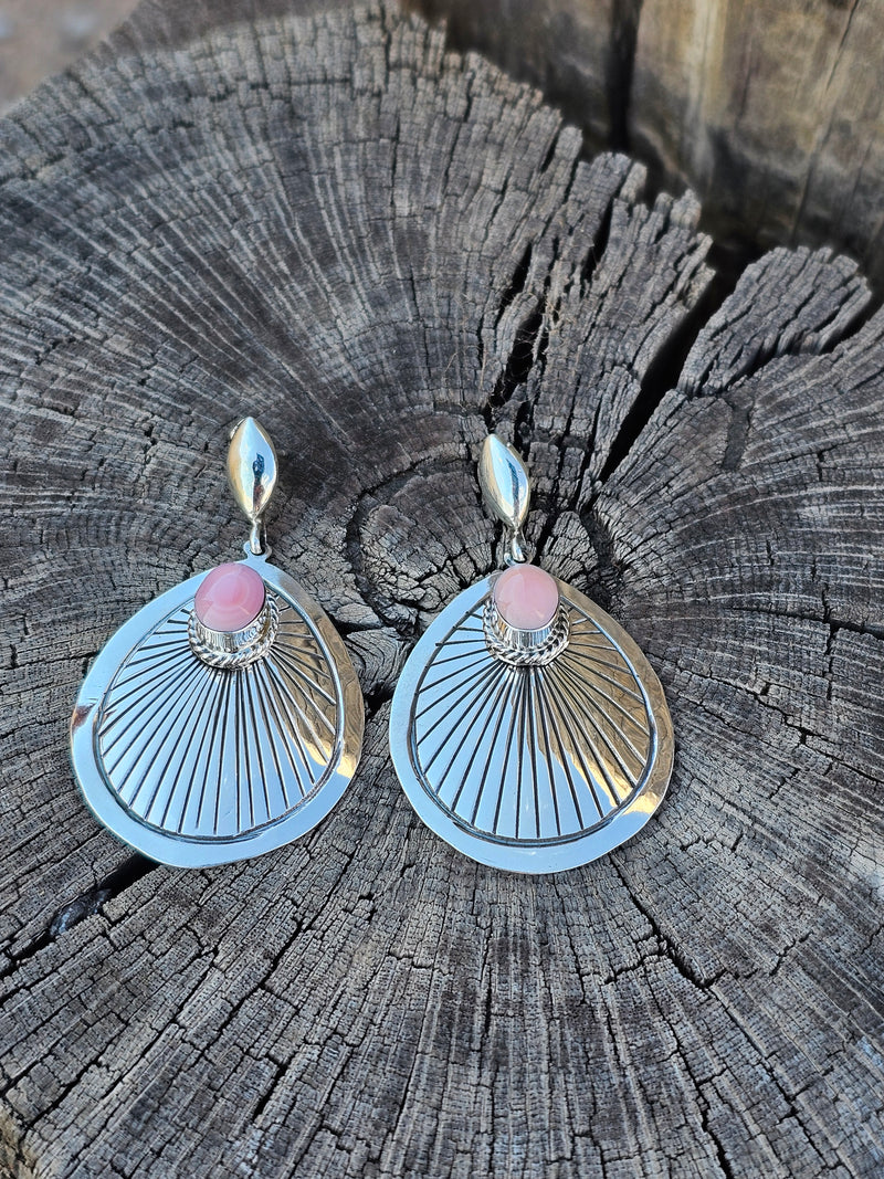 Sterling Silver Stamped Shell Style Earrings