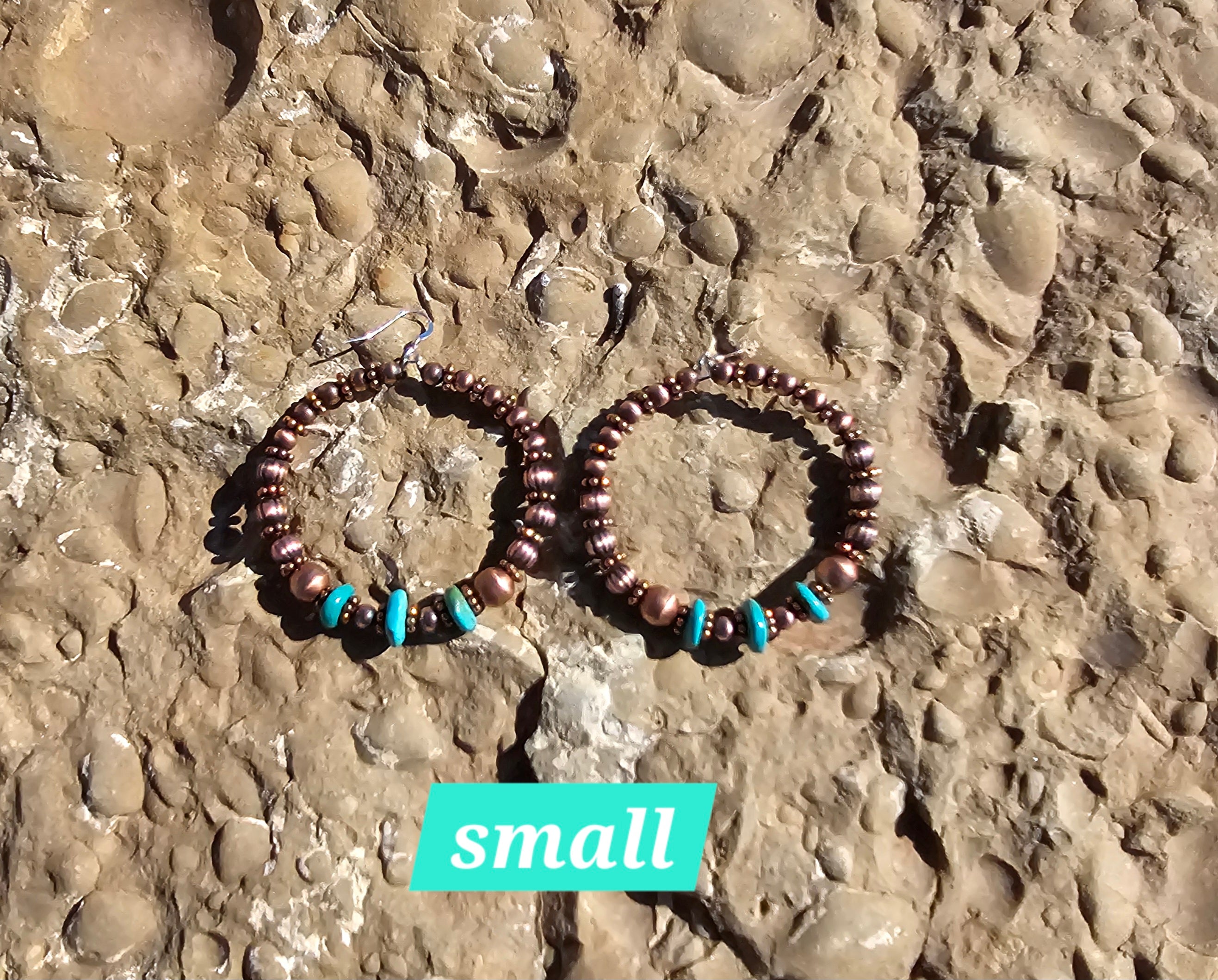 Luminous Copper Beads and Turquoise Hoop Earrings