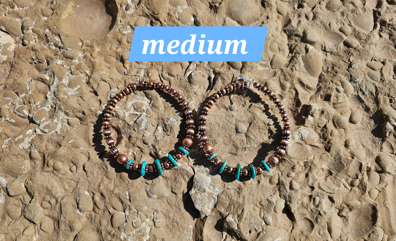 Luminous Copper Beads and Turquoise Hoop Earrings