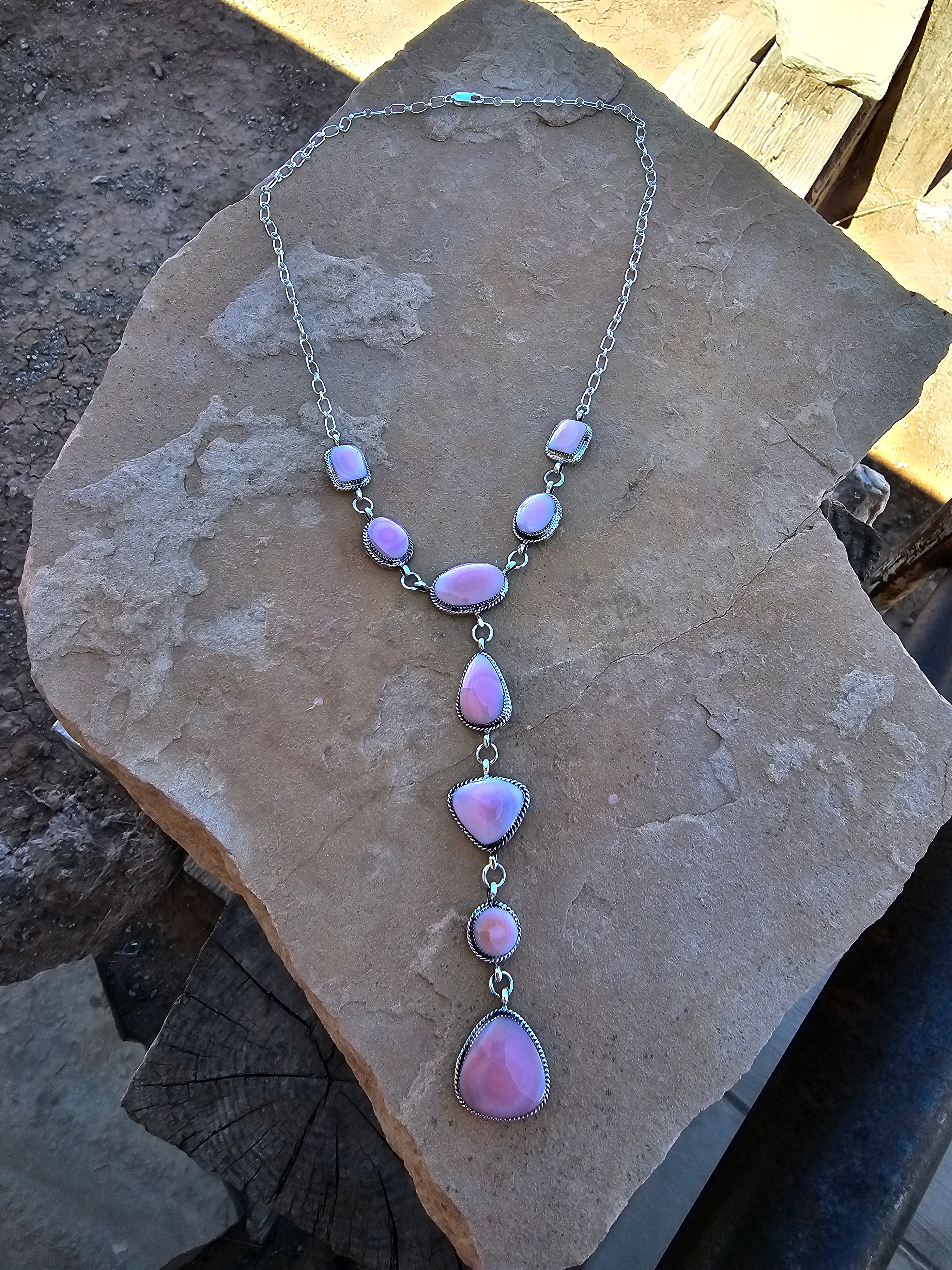 Pink Conch Lariat Necklace