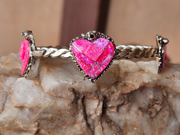 Whole Hearted Cultured Pink Opal Bangles
