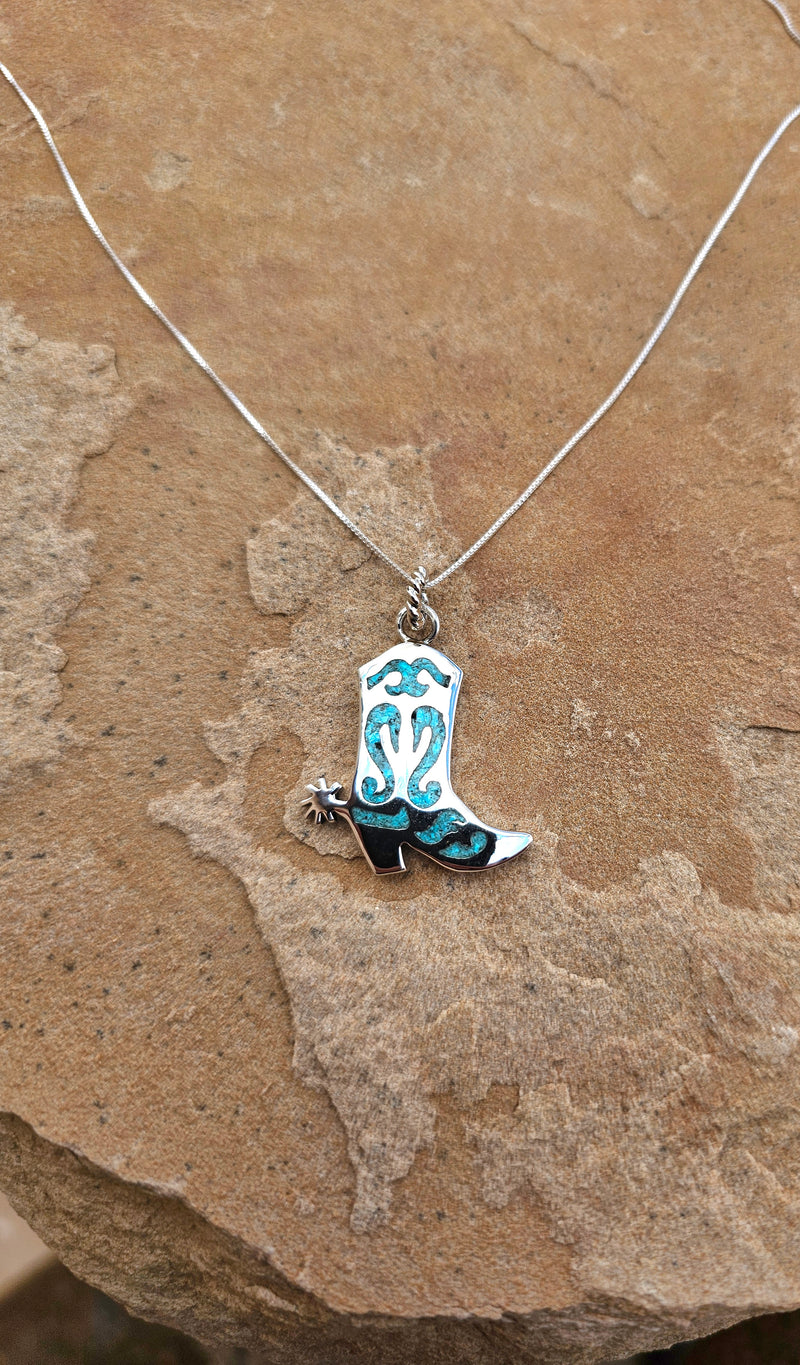 Dazzled in Turquoise Boot Pendant