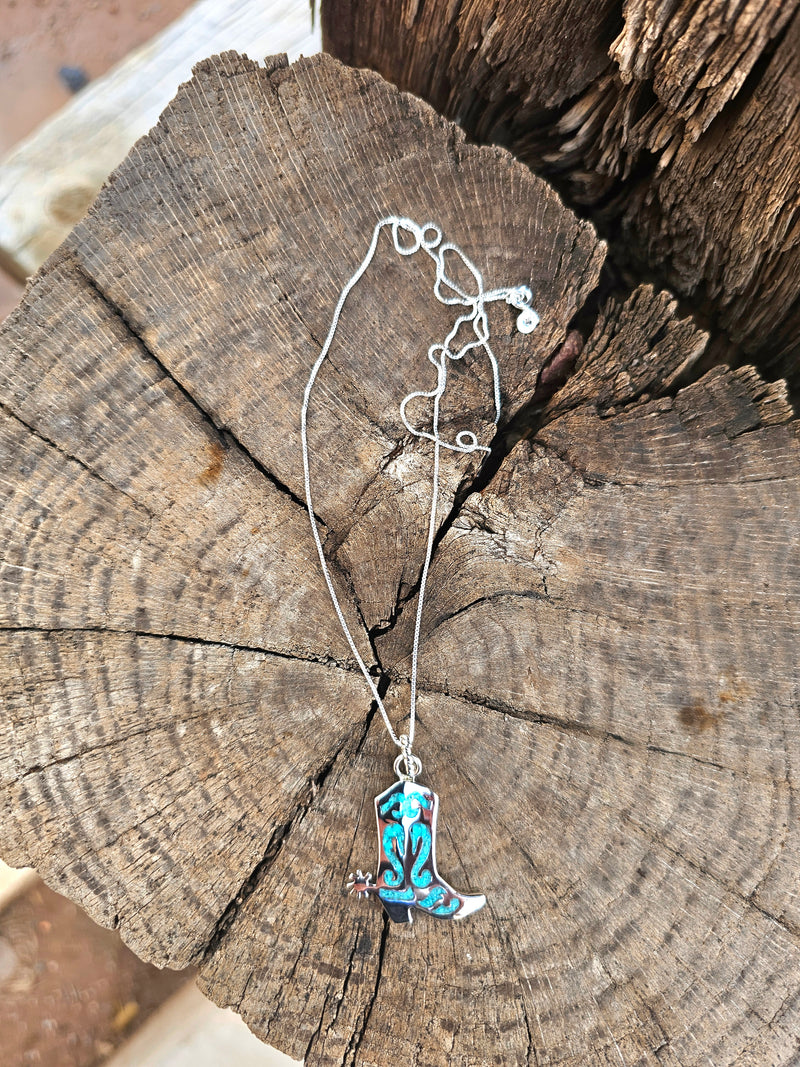 Dazzled in Turquoise Boot Pendant