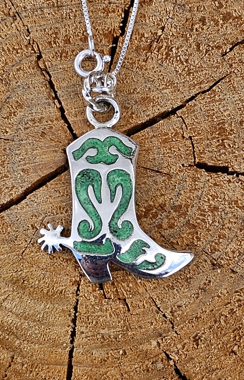 Dazzled in Turquoise Boot Pendant