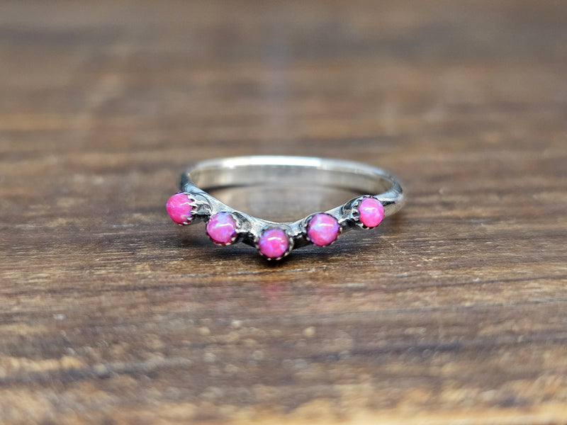 5 Stone Pink Opal Crown Ring