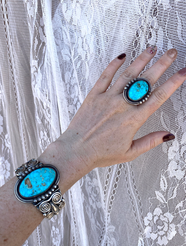 Stunner Turquoise Cuff and Ring Set From The Rodgers Collection