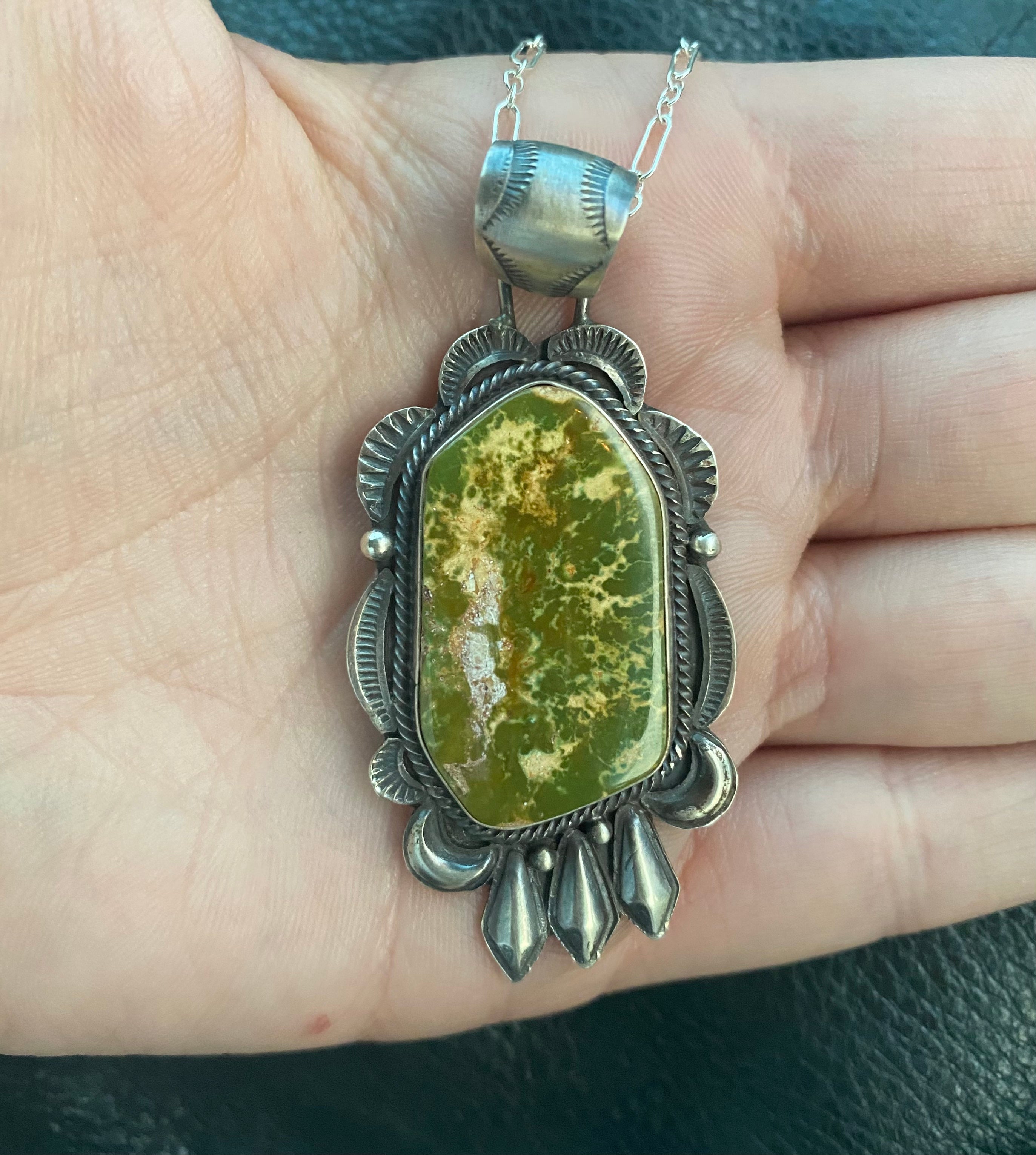 Vintage Green Flower Royston Necklace From The Rodgers Collection