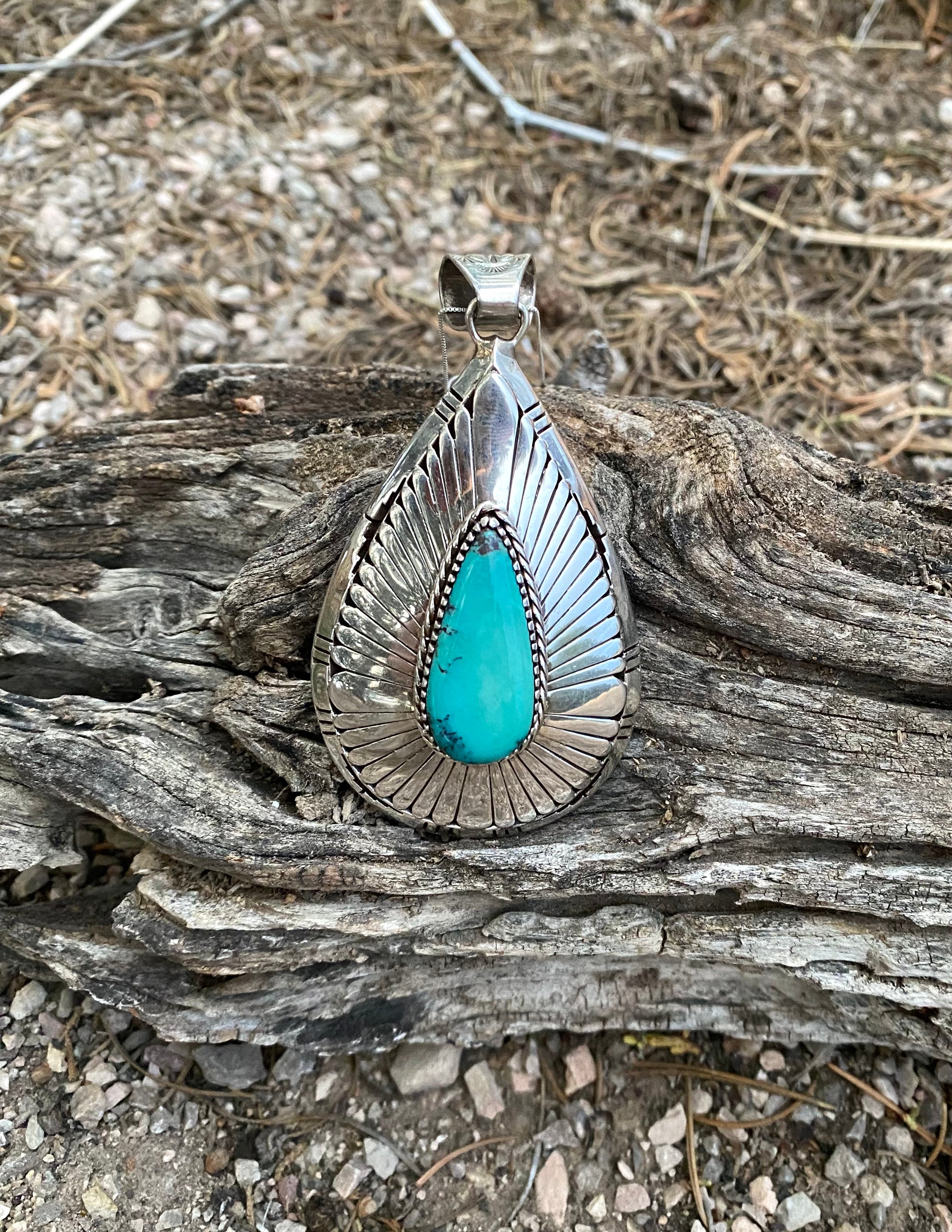 Tear Drop Blue Turquoise Necklace From The Rodgers Collection