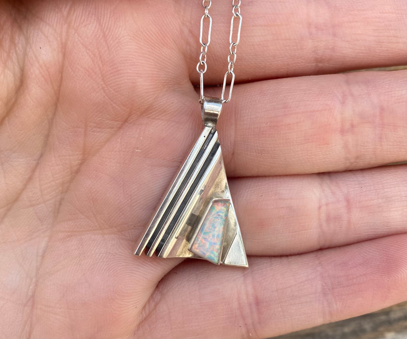 Long Lines Triangle Opal NecklaceFrom The Rodgers Collection