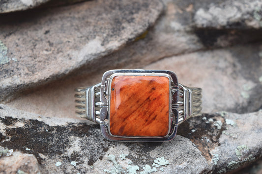 RED SPINEY RECTANGLE CUFF