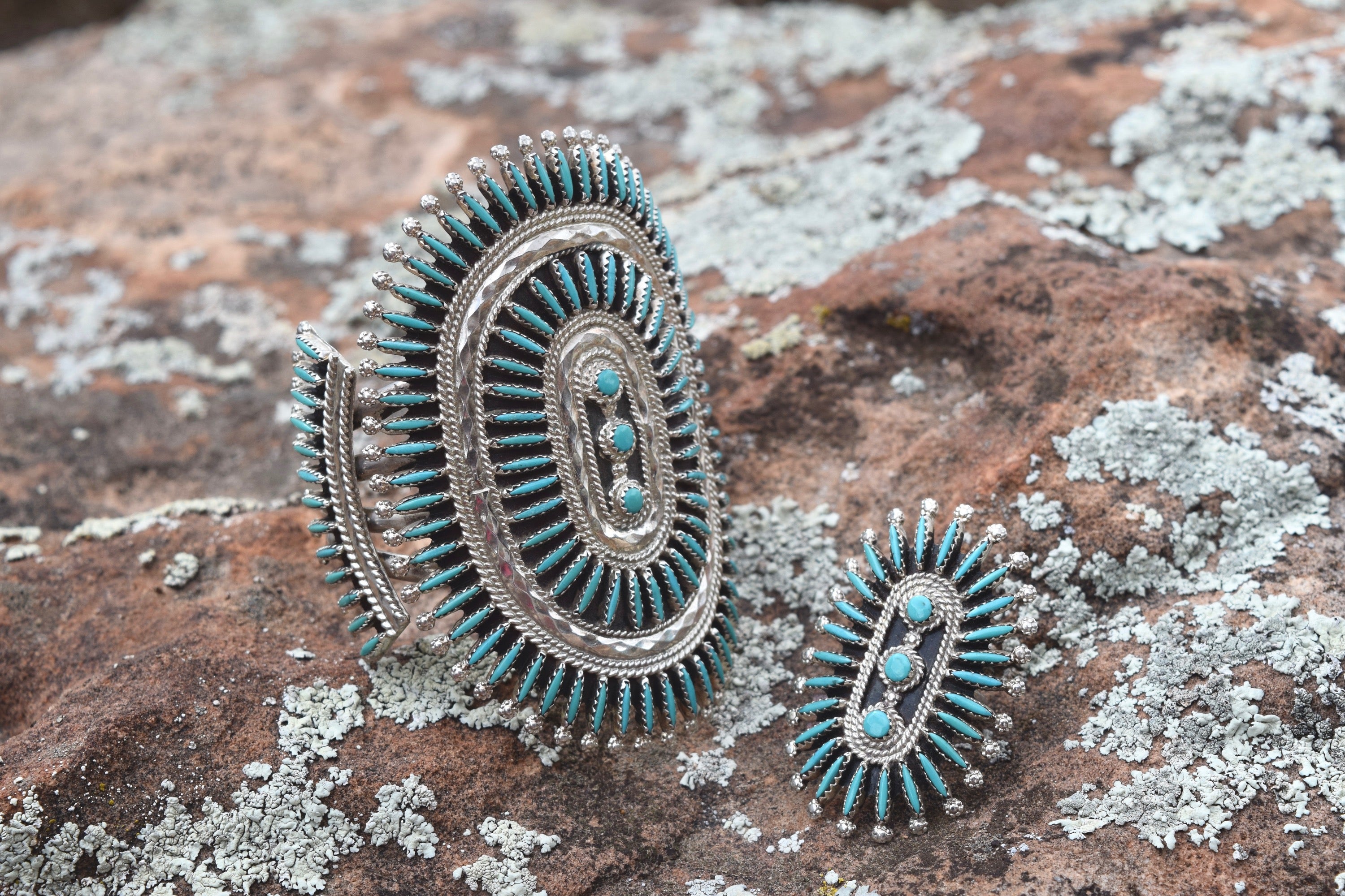 VINATGE ZUNI CUFF AND RING SET