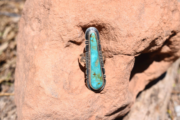 ELONGATED PILOT MOUNTAIN TURQUOISE RING FROM THE RODGERS COLLECTION