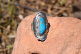 STAMPED CURVE TURQUOISE RING FROM THE RODGERS COLLECTION